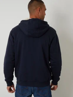 Bleu - Sweat à capuche Threadbare zippé doublé de peau de mouton