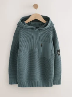 Bleu - Sweat-shirt à capuche en maille utilitaire (3-16ans)