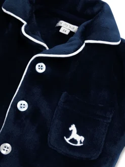 Bleu - The Little Tailor Bébé Luxury Soft Touch Velour Noël Onsie Rompersuit