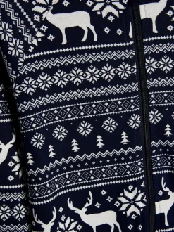 Bleu - The Little Tailor Kids Reindeer Noël Motif Fair Isle 100% Coton Tout-en-un