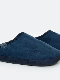 Bleu - Threadbare Faux suède Chaussons mule doublés de fausse fourrure