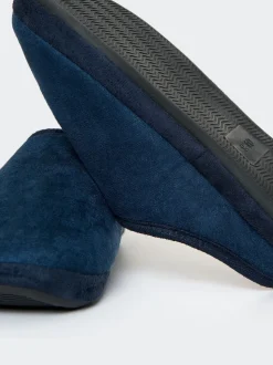 Bleu - Threadbare Faux suède Chaussons mule doublés de fausse fourrure