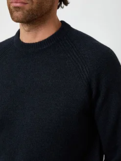 Bleu - Threadbare Pulls ras du cou en maille côtelée à manches raglan