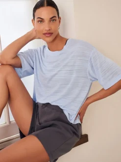 Bleu - T-shirt Active Crew Neck léger à manches courtes