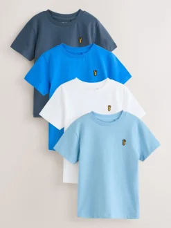 Bleu - T-shirt brodé Manches courtes Stag 4 Pack (3-16ans)