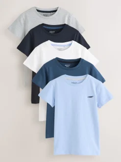 Bleu - T-shirt Manches courtes 5 Pack (3mois-7ans)