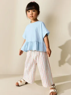 Bleu - T-shirt péplum à manches courtes (3mois-7ans)