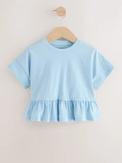 Bleu - T-shirt péplum à manches courtes (3mois-7ans)