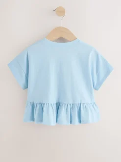 Bleu - T-shirt péplum à manches courtes (3mois-7ans)