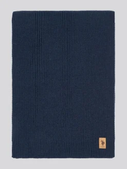 Bleu - U.S. Polo Assn. Ensemble bonnet et écharpe en maille côtelée de luxe pour homme