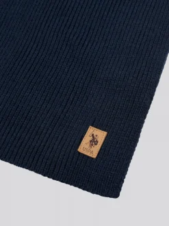 Bleu - U.S. Polo Assn. Mens Winter Rib Knit Noir Écharpe