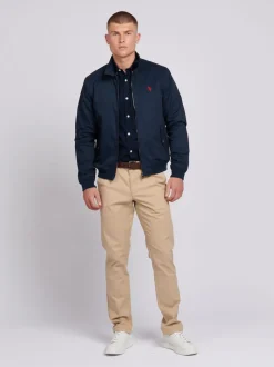 Bleu - U.S. Polo Assn. Veste Harrington en sergé de coton 100% pour hommes