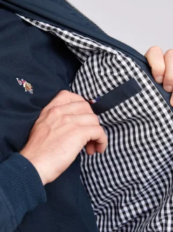 Bleu - U.S. Polo Assn. Veste Harrington en sergé de coton 100% pour hommes