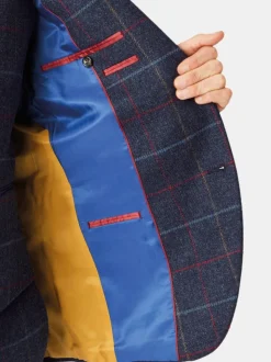 Bleu - Veste de costume Brook Taverner en laine à carreaux