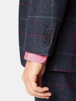 Bleu - Veste de costume Brook Taverner en laine à carreaux