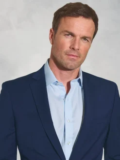 Bleu - Veste de costume habillé lavable en laine mélangée Brook Taverner