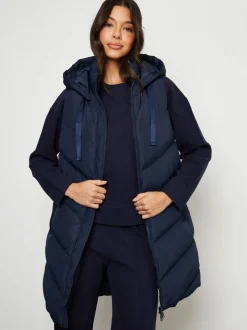 Bleu - Veste matelassée sans manches Threadbare coupe longue