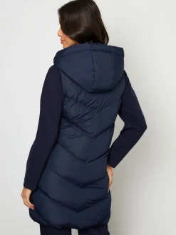 Bleu - Veste matelassée sans manches Threadbare coupe longue