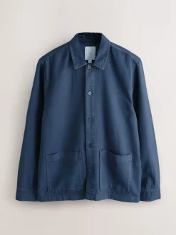 Bleu - Veste-chemise à poche à ourlet