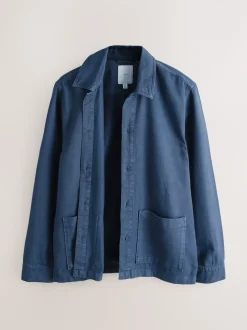 Bleu - Veste-chemise à poche à ourlet