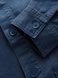 Bleu - Veste-chemise à poche à ourlet