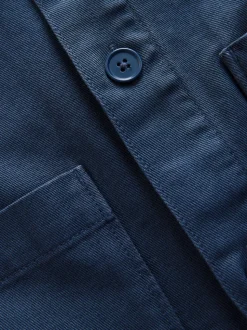 Bleu - Veste-chemise à poche à ourlet