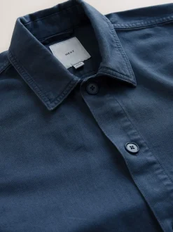 Bleu - Veste-chemise à poche à ourlet