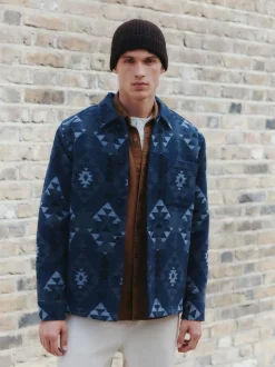 Bleu - Veste-chemise Navajo style Borg doublée