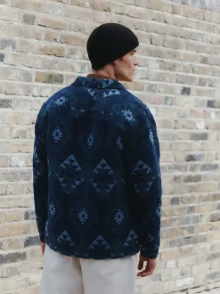 Bleu - Veste-chemise Navajo style Borg doublée