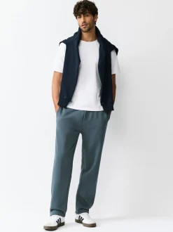 Bleu acier - Ajustement droit - Pantalon de jogging épais décontracté à dos brossé