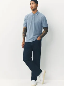 Bleu acier - Ajustement régulier - Polo Manches courtes Pique