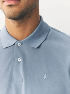Bleu acier - Ajustement régulier - Polo Manches courtes Pique