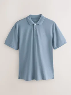 Bleu acier - Ajustement régulier - Polo Manches courtes Pique