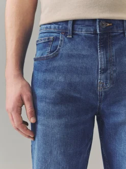 Bleu authentique - Straight Fit Classic Jeans extensibles