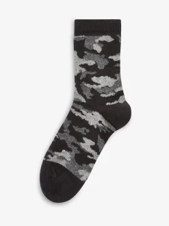 Bleu camouflage/rayures - Paquet de chaussettes en coton riche 7