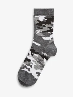 Bleu camouflage/rayures - Paquet de chaussettes en coton riche 7