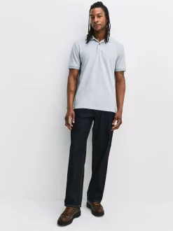 Bleu canard/marine/gris - Lot de 3 polos à liserés en piqué à manches courtes