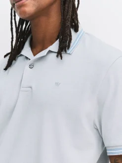 Bleu canard/marine/gris - Lot de 3 polos à liserés en piqué à manches courtes