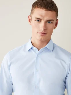 Bleu clair - Ajustement régulier - Chemises intelligentes faciles d’entretien à poignets simples