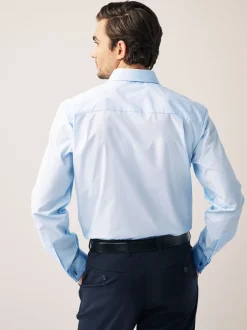 Bleu clair - Ajustement régulier - Chemise intelligente à double poignet facile d’entretien