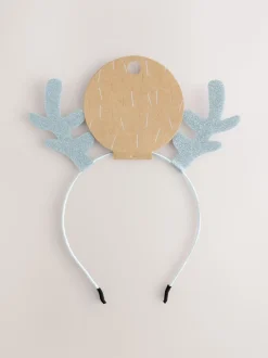 Bleu clair - Bandeau pailleté à motif renne de Noël avec Antler