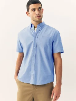 Bleu clair - Chemise Oxford à manches courtes