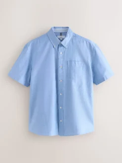 Bleu clair - Chemise Oxford à manches courtes