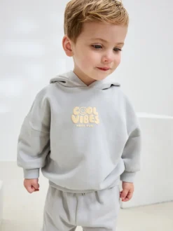 Bleu clair - Ensemble sweat à capuche et jogging imprimé Cool Vibes (3mois7ans)