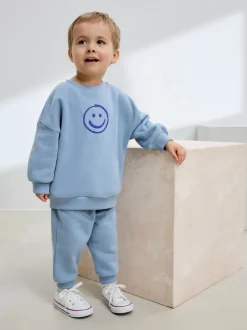 Bleu clair - Ensemble sweat et Joggings imprimé à Col rond (3mois-7ans)