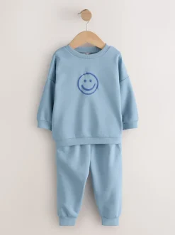 Bleu clair - Ensemble sweat et Joggings imprimé à Col rond (3mois-7ans)