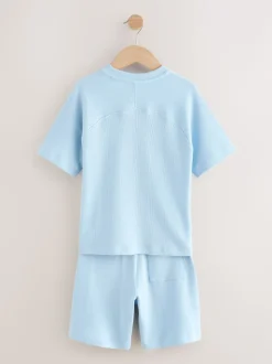 Bleu clair - Ensemble t-shirt et short texturé Manchester Courts (3-16ans)