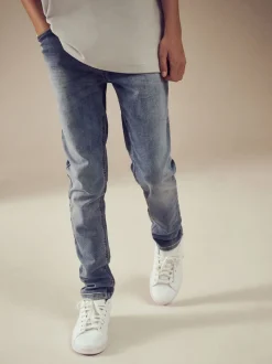 Bleu clair - Jeans extensibles à taille élastique (3-16ans)