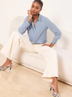 Bleu clair - Lipsy chemise en satin à manches longues en mousseline