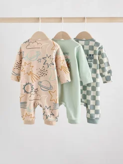 Bleu clair - Lot de 3 dors-bien bébé en coton sans pieds à fermeture éclair bidirectionnelle (0mois-3ans)